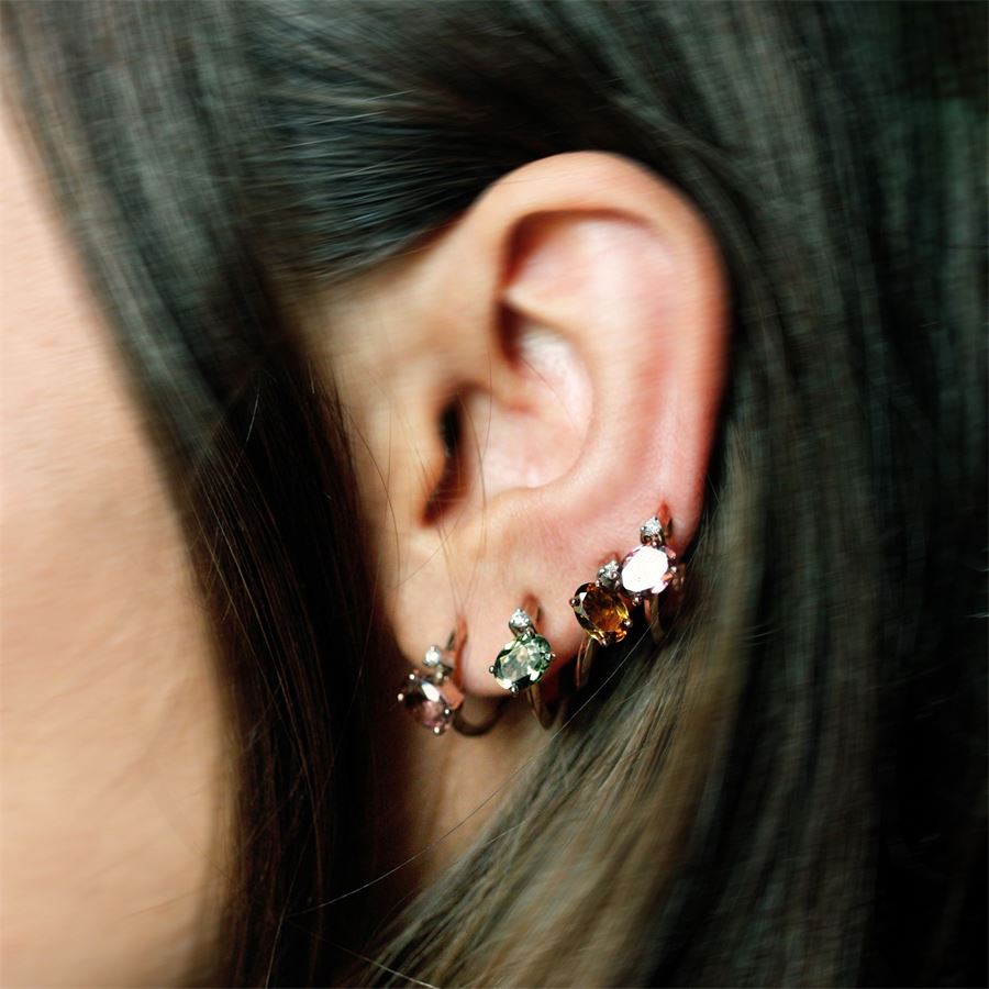 'Balance' hoop earrings set with tourmalines BALANCE | SET 3 OR CER BRILLAU9R TORM CT 0,06